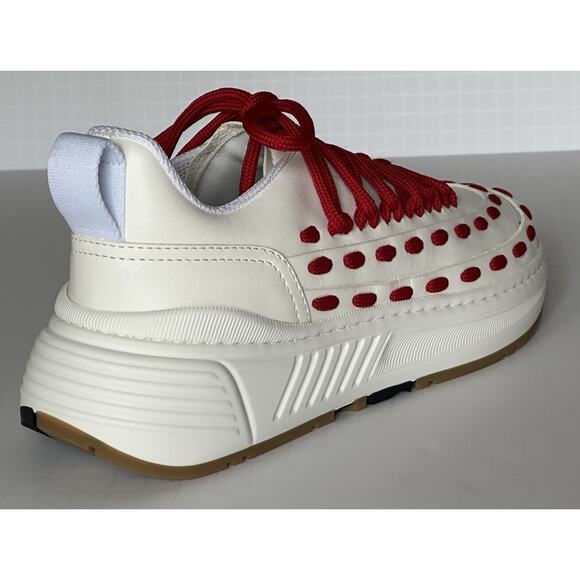 Bottega Veneta Mens Leather White/Red Sneakers 8.5 US (41.5 Eu) 578305 NIB $990 main image 7